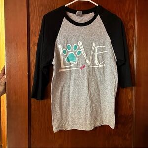 Gildan Gray and Black Raglan Tee